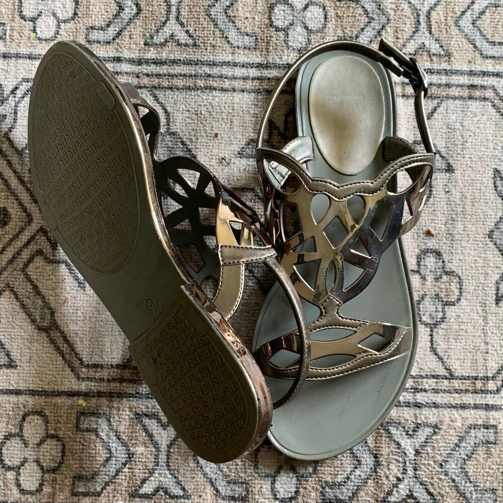 Stuart Weitzman Gelfisher Graphite Sandals Size 8 - Picture 2 of 4